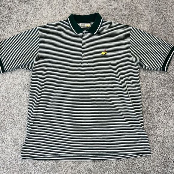 Green white stripe worn Masters Collection Augusta National golf polo shirt L - Picture 2 of 4